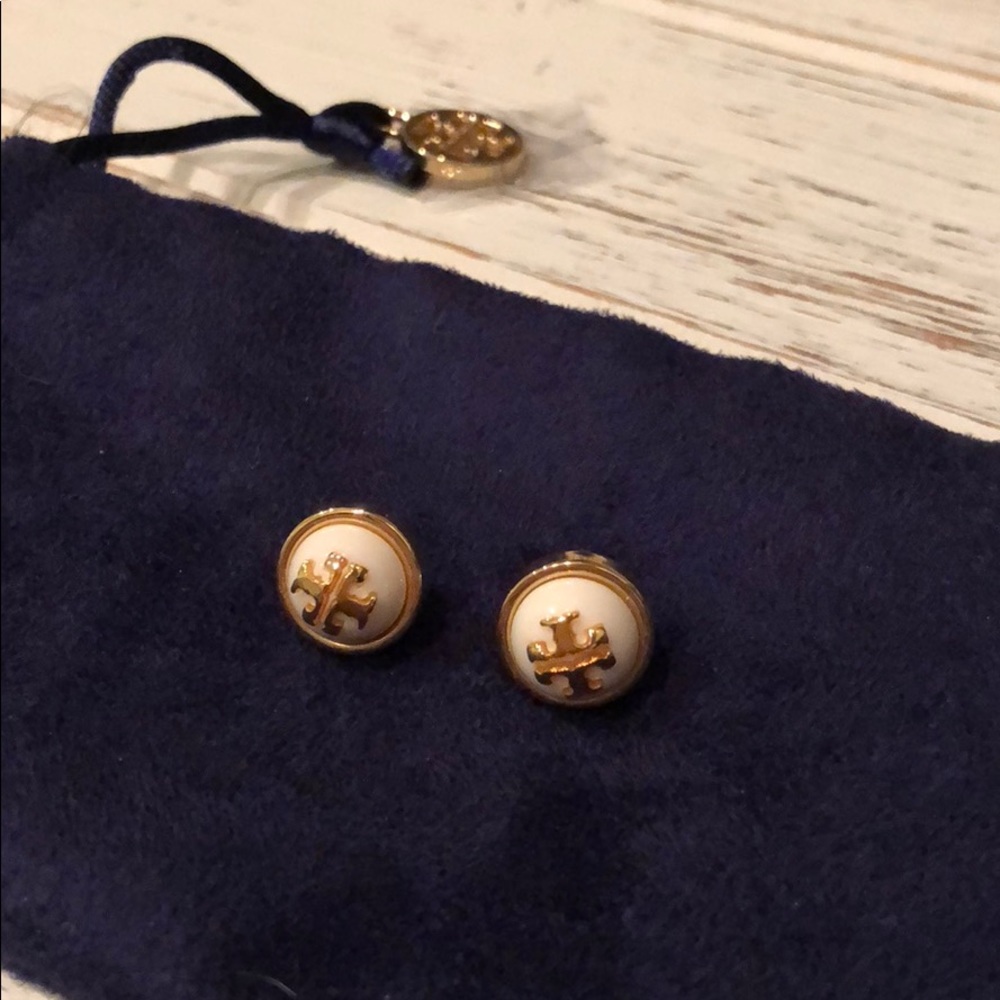 Authentic Tory Burch Enamel Logo Earrings